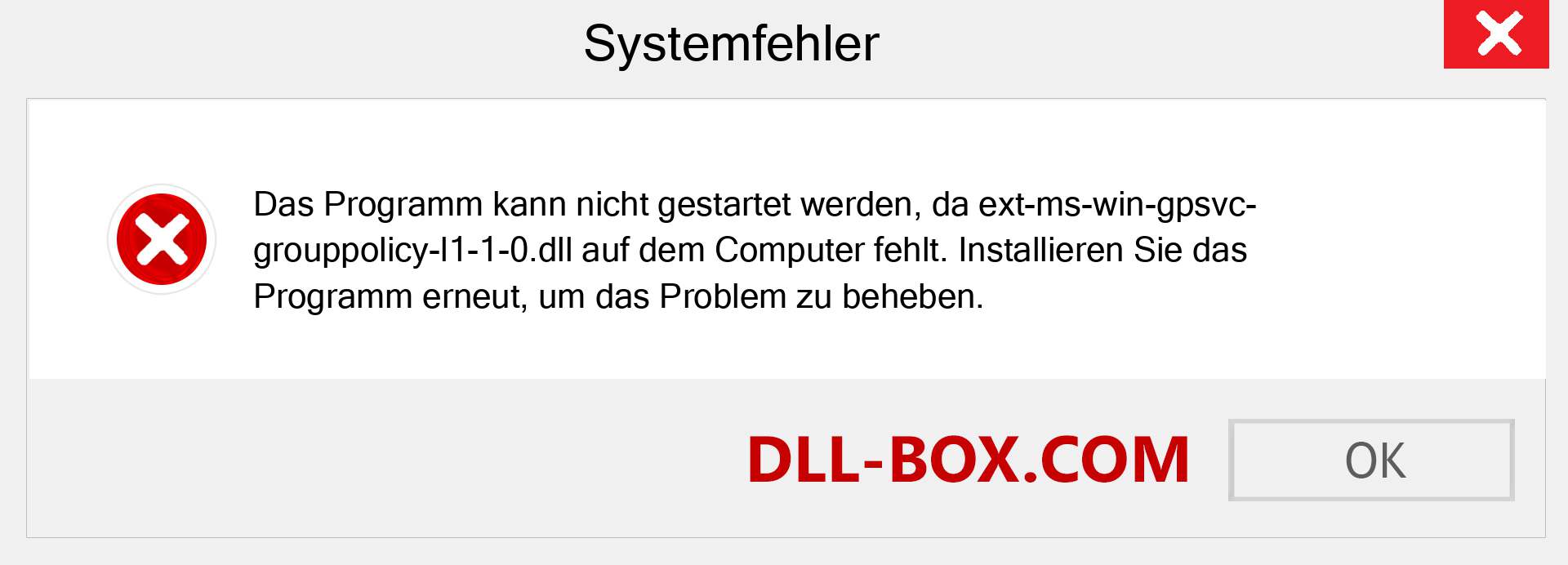 ext-ms-win-gpsvc-grouppolicy-l1-1-0.dll-Datei fehlt?. Download für Windows 7, 8, 10 - Fix ext-ms-win-gpsvc-grouppolicy-l1-1-0 dll Missing Error unter Windows, Fotos, Bildern